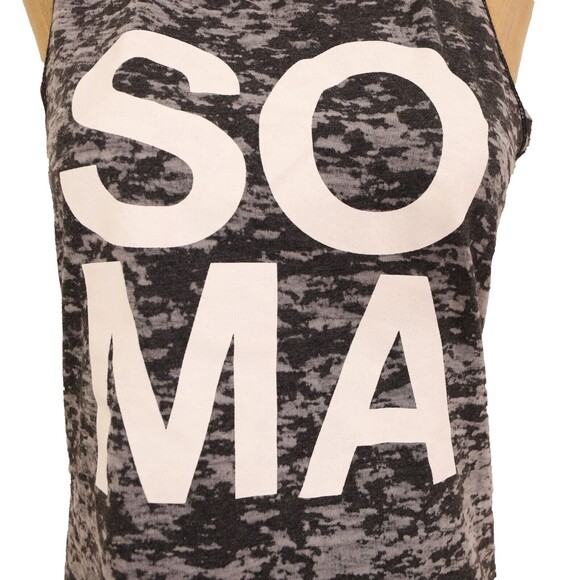 SoulCycle USA SOMA Tank Size M Cycle Logo Burnout Gray Black Racerback EUC B64 - Picture 5 of 5